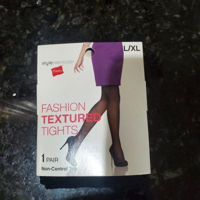 Hanes Style Essentials Fashion Textured Tights Black 1 Pair Size L/XL New